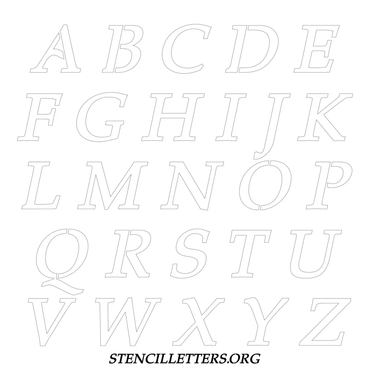 Free Printable Uppercase Letter Stencils Design Style 35 Italic