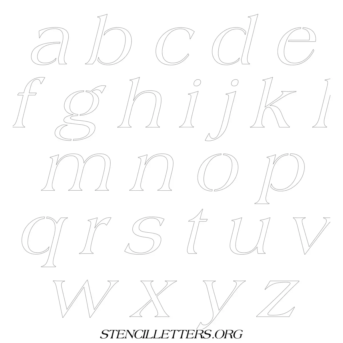 Free Printable Lowercase Letter Stencils Design Style 37 Italic