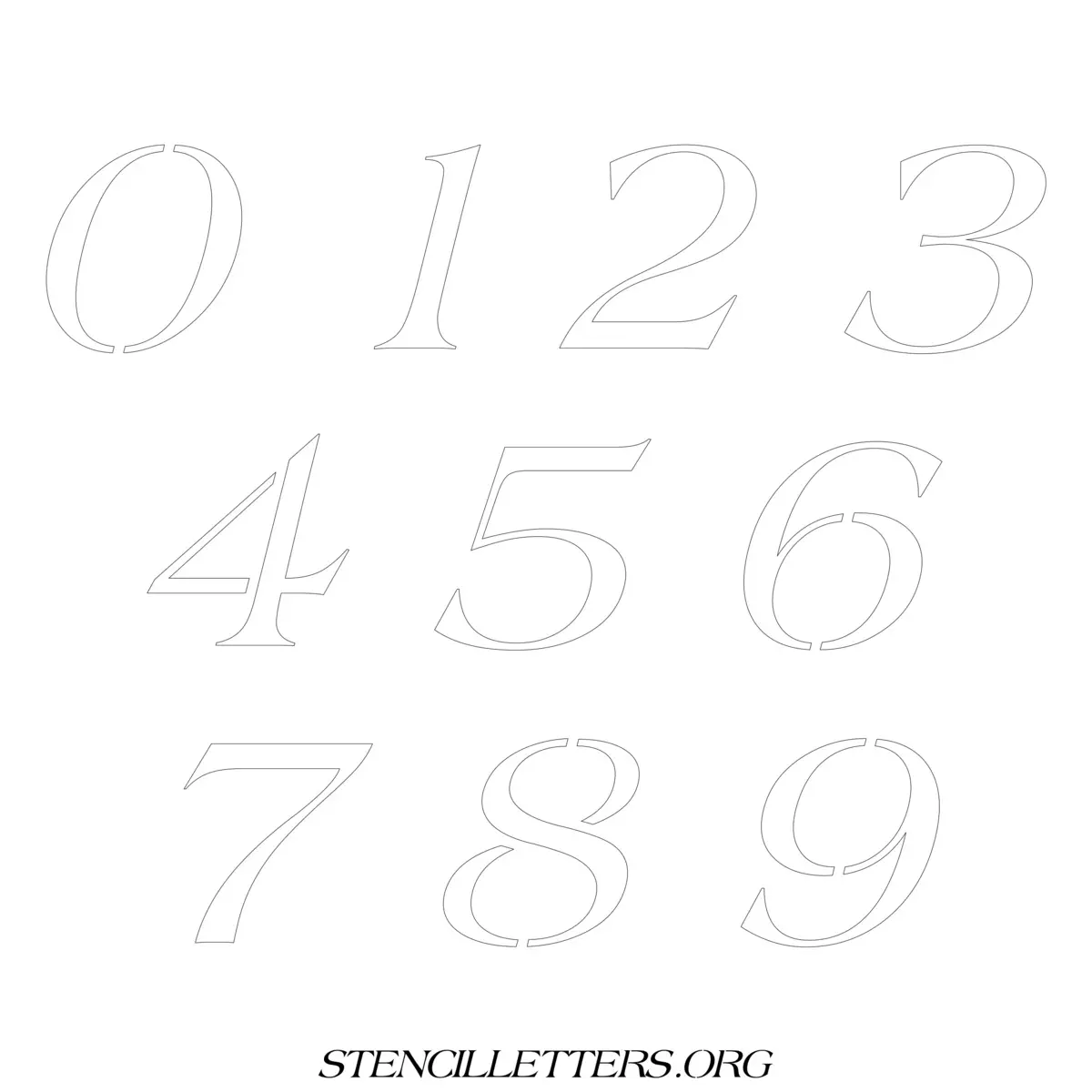 Free Printable Numbers Stencils Design Style 37 Italic