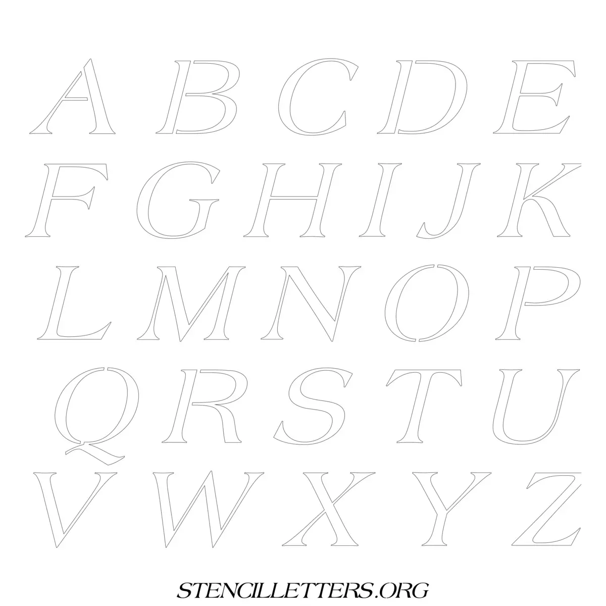Free Printable Uppercase Letter Stencils Design Style 37 Italic