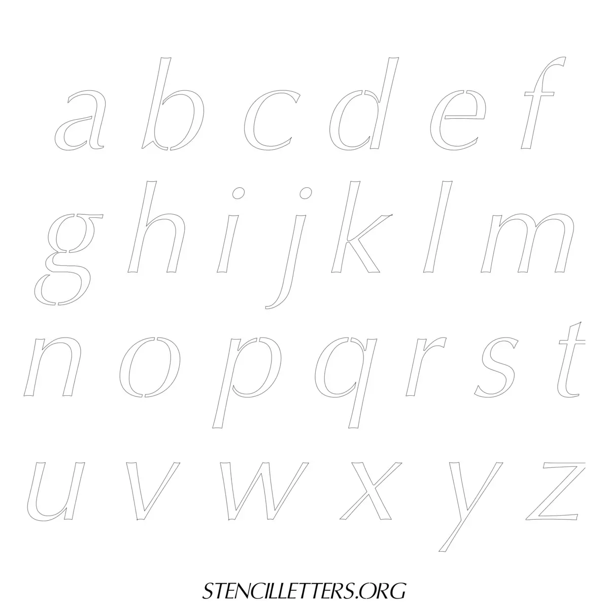 Free Printable Lowercase Letter Stencils Design Style 38 Italic
