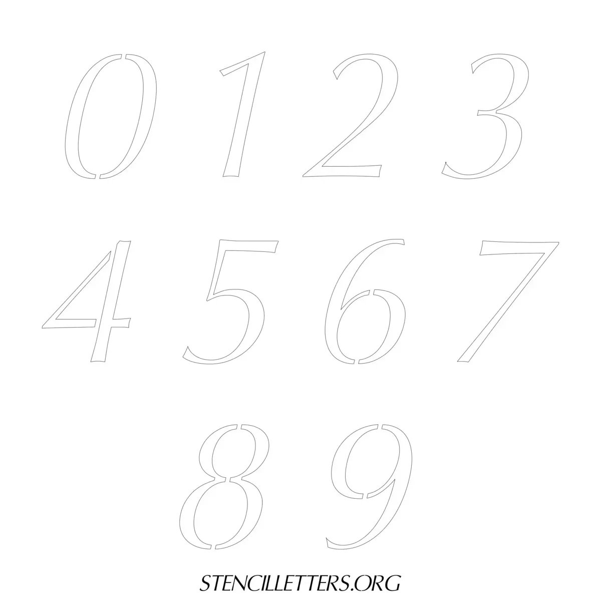 Free Printable Numbers Stencils Design Style 38 Italic