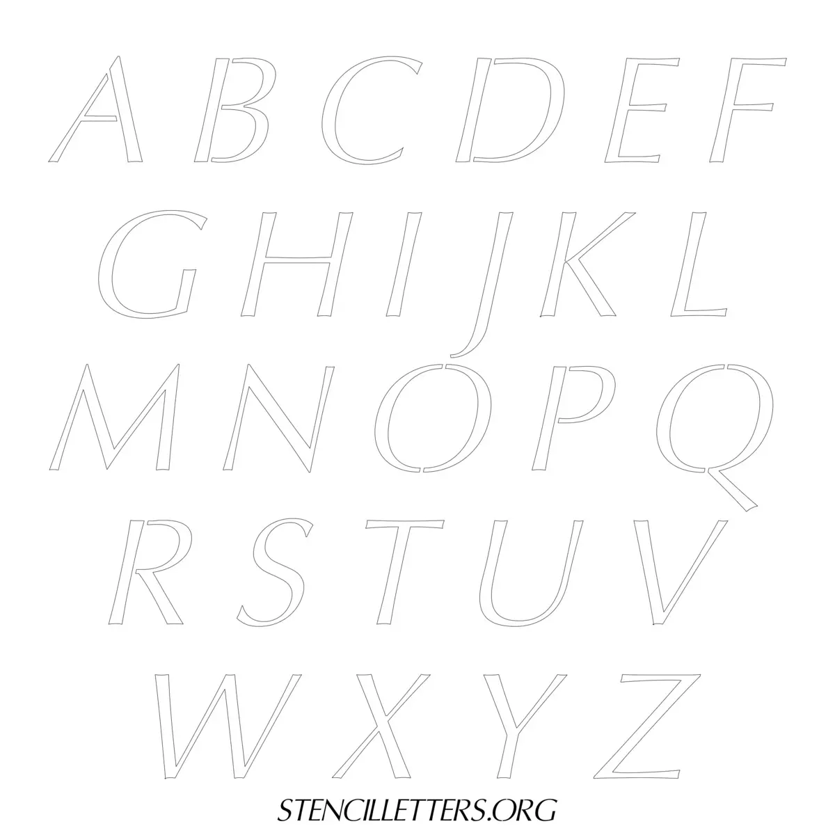 Free Printable Uppercase Letter Stencils Design Style 38 Italic