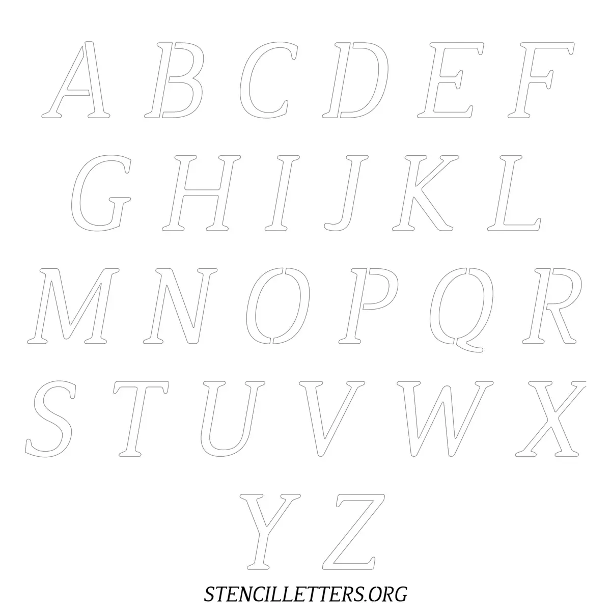 Free Printable Uppercase Letter Stencils Design Style 39 Italic