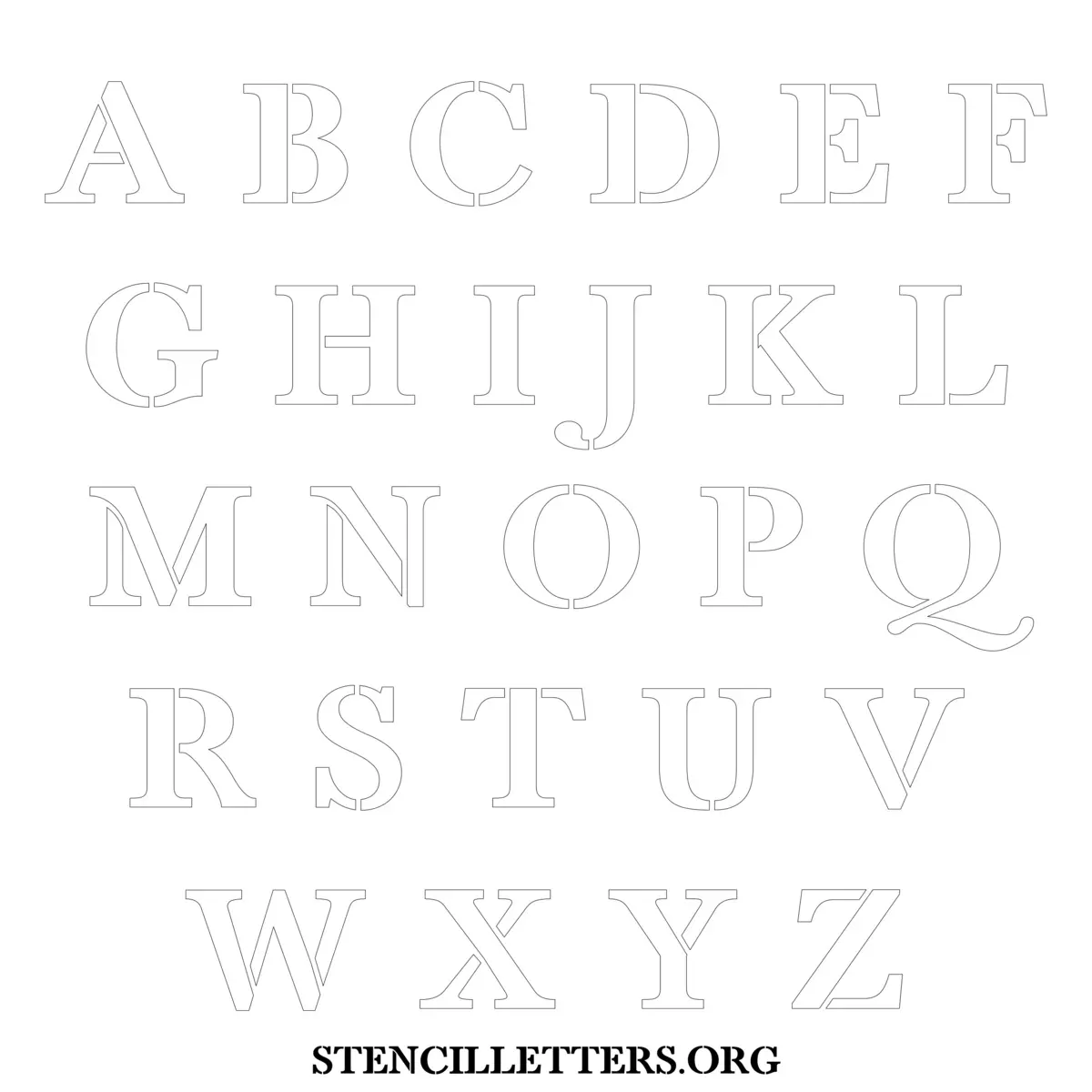 Free Printable Uppercase Letter Stencils Design Style 4 Elegant