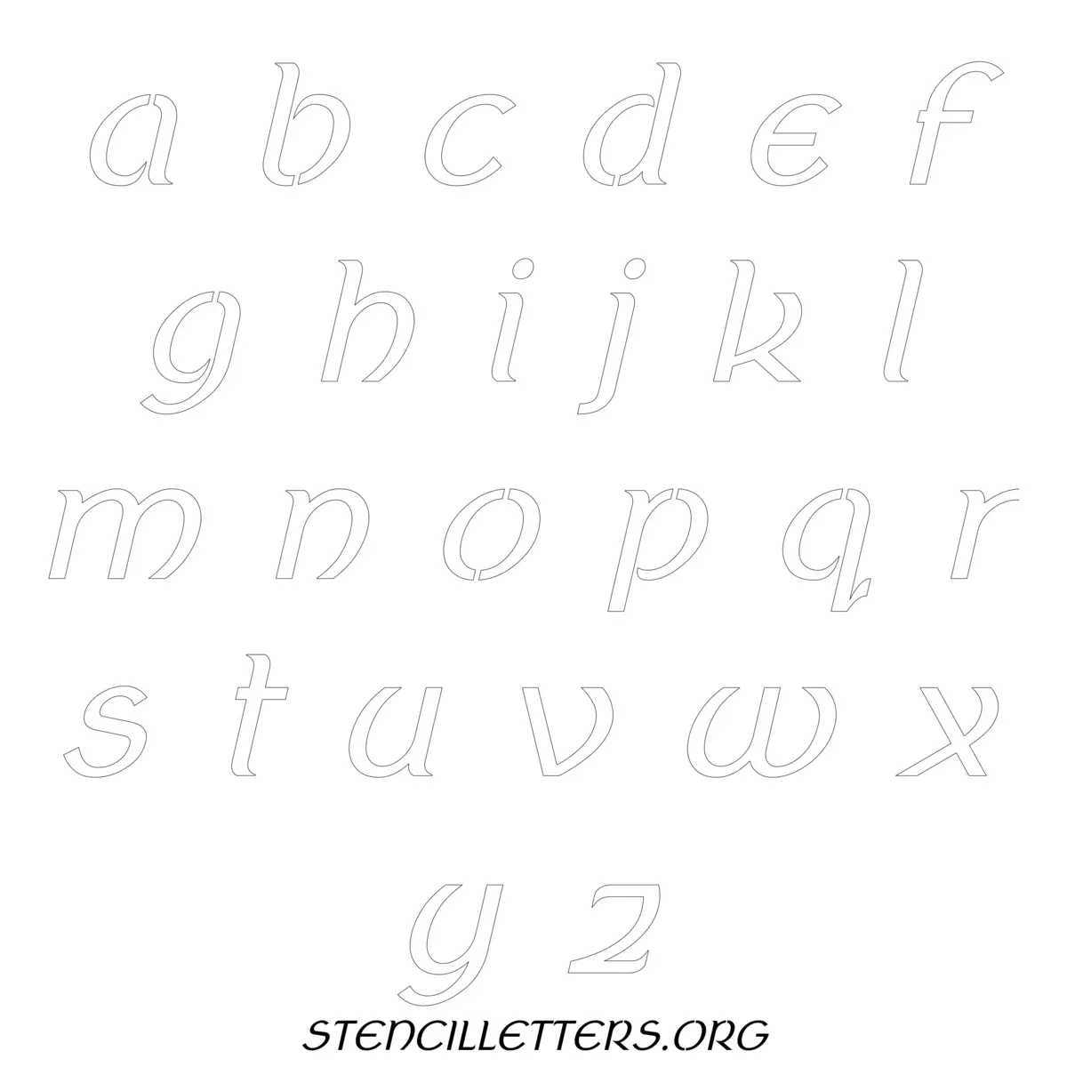 Free Printable Lowercase Letter Stencils Design Style 40 Italic