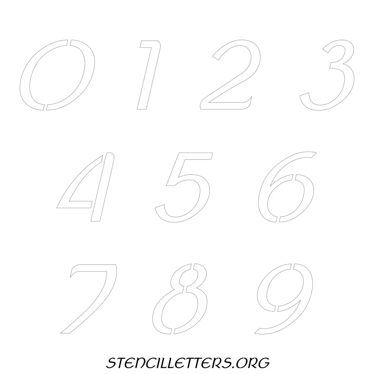 Free Printable Numbers Stencils Design Style 40 Italic