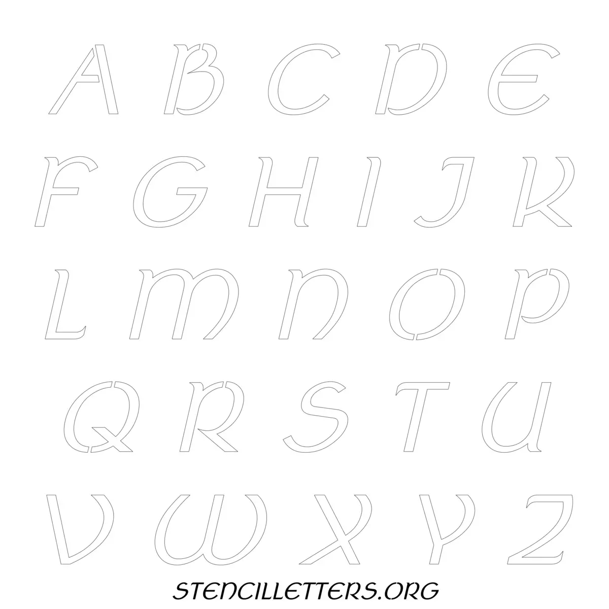 Free Printable Uppercase Letter Stencils Design Style 40 Italic