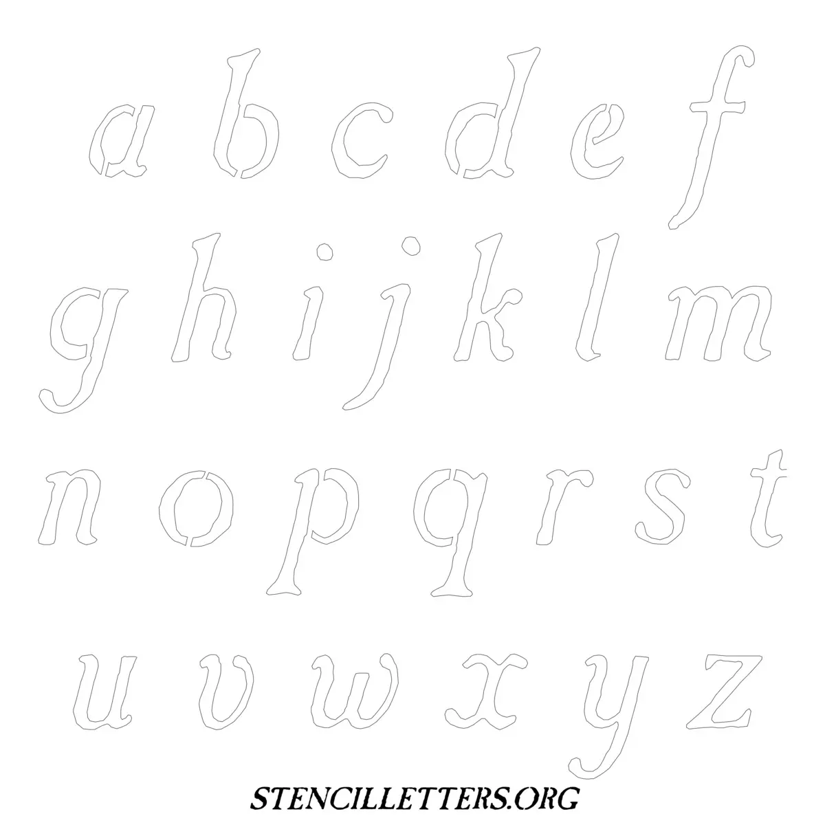 Free Printable Lowercase Letter Stencils Design Style 41 Italic