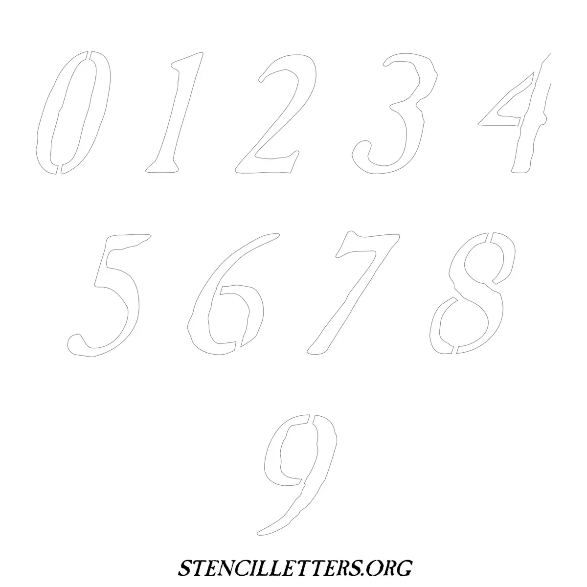 Free Printable Numbers Stencils Design Style 41 Italic