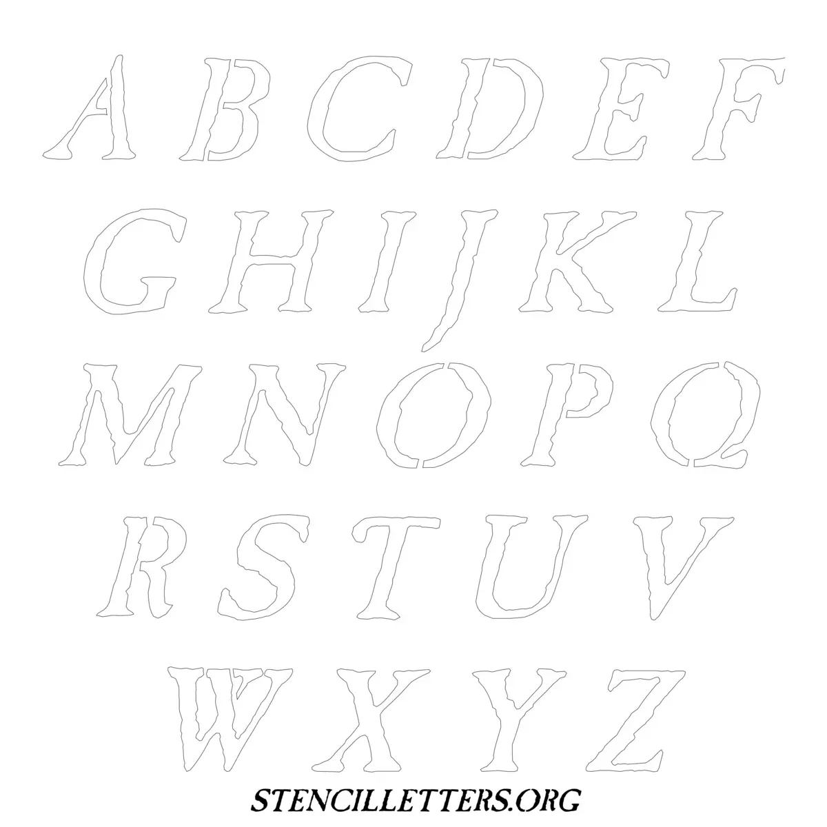 Free Printable Uppercase Letter Stencils Design Style 41 Italic