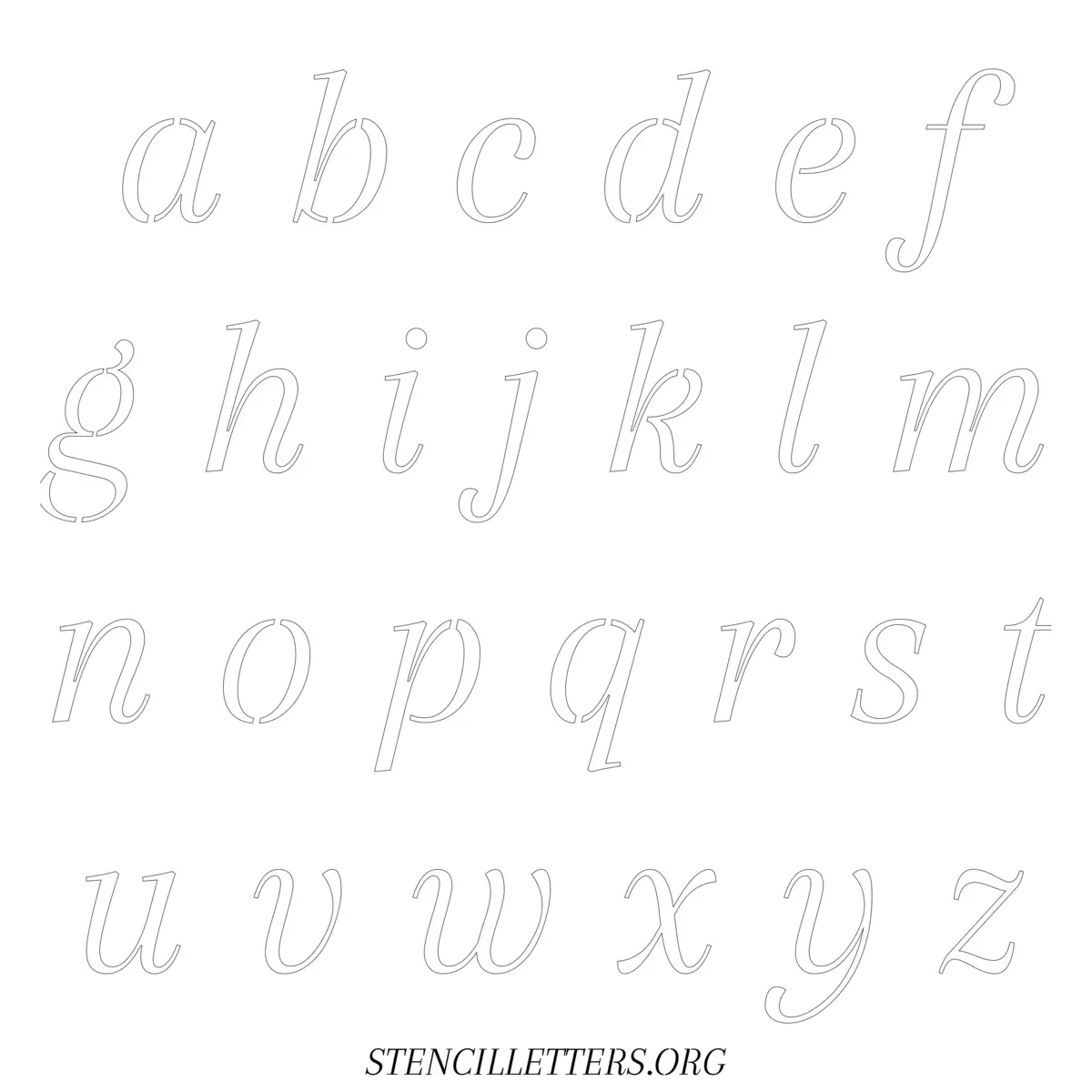 Free Printable Lowercase Letter Stencils Design Style 42 Italic