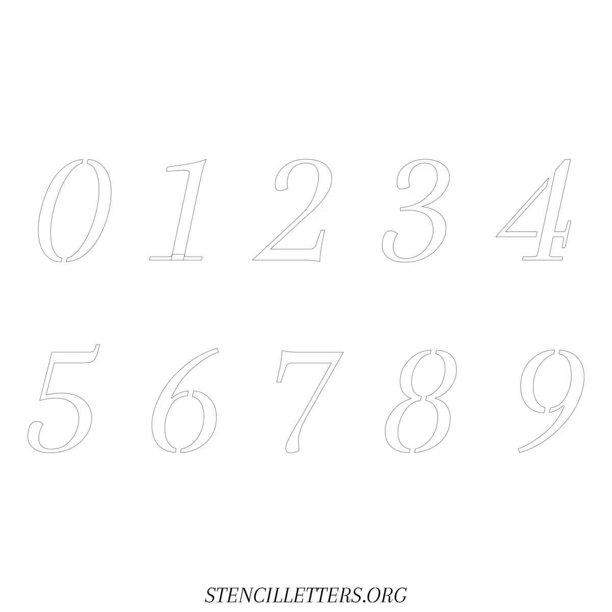 Free Printable Numbers Stencils Design Style 42 Italic