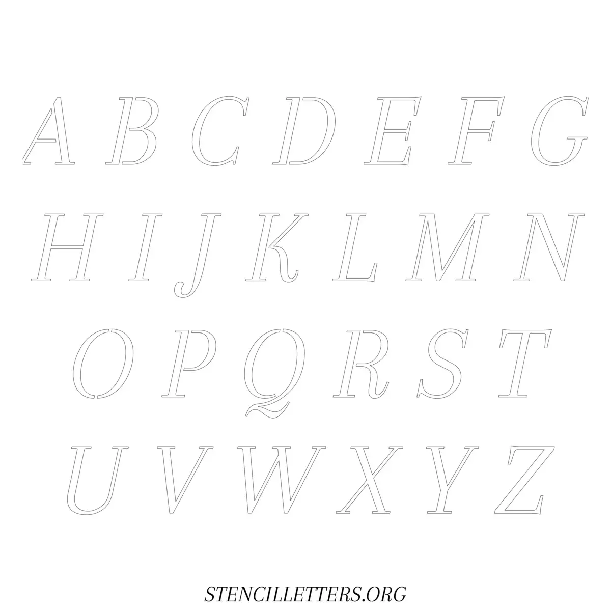 Free Printable Uppercase Letter Stencils Design Style 42 Italic