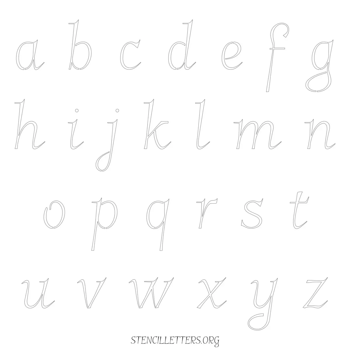 Free Printable Lowercase Letter Stencils Design Style 43 Italic