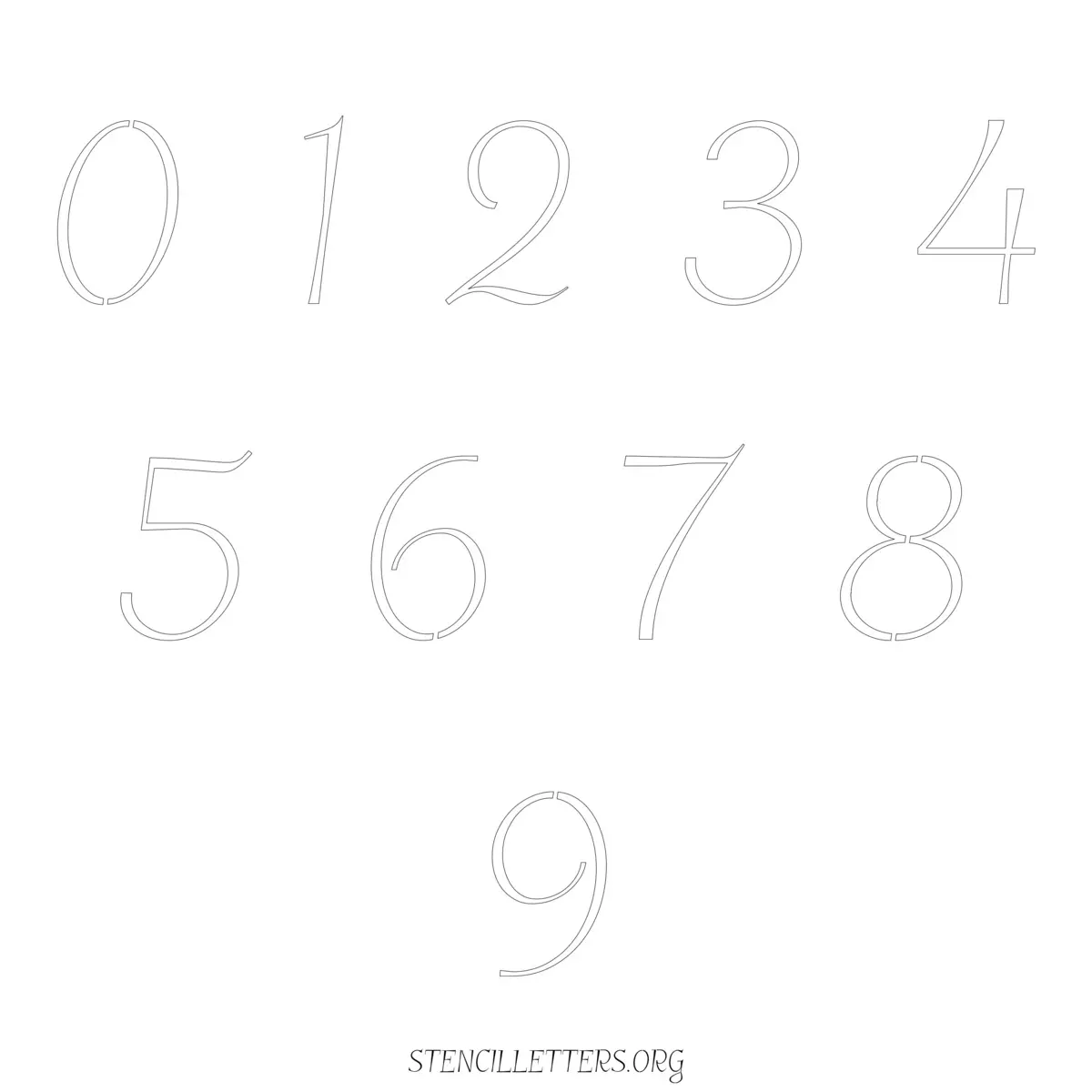Free Printable Numbers Stencils Design Style 43 Italic