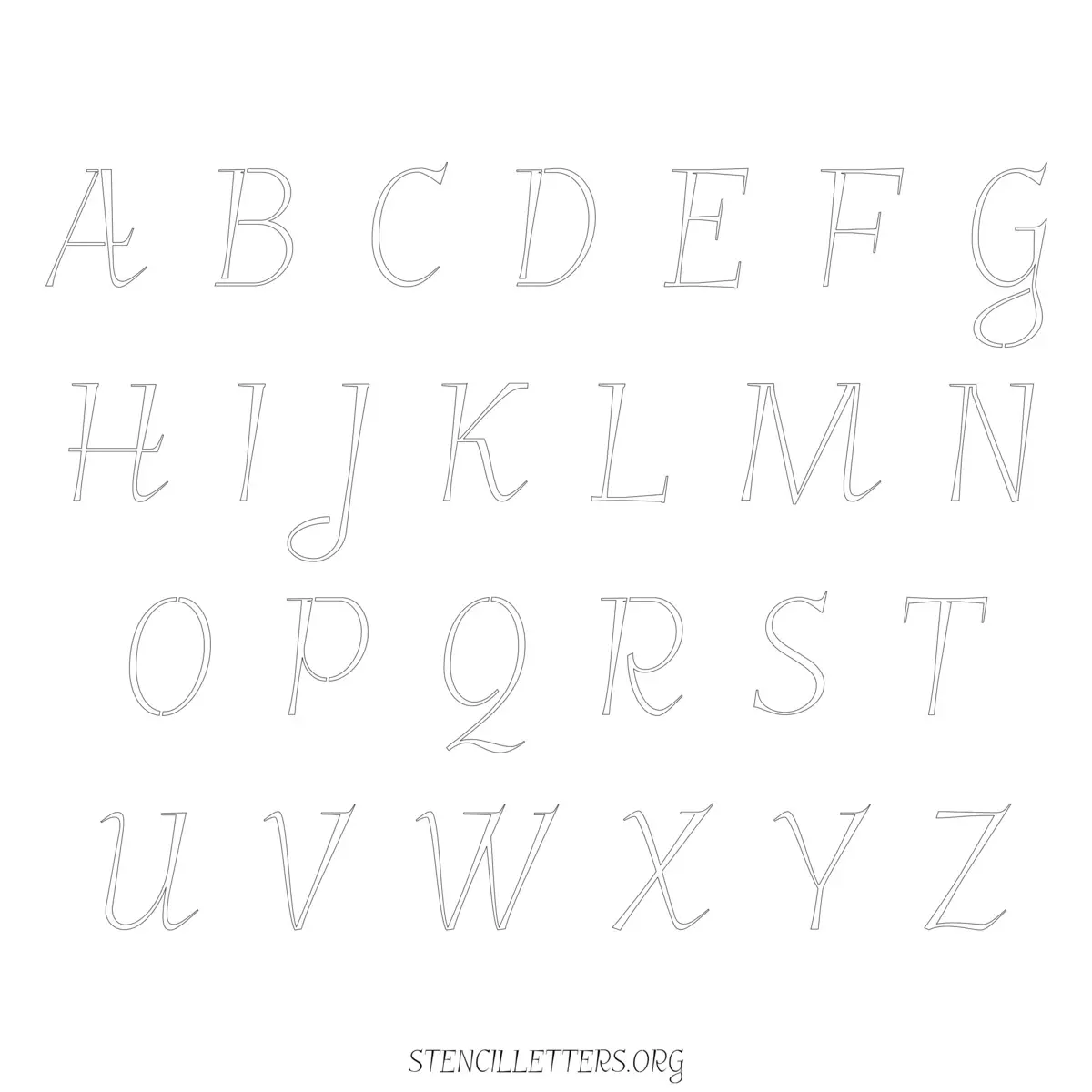 Free Printable Uppercase Letter Stencils Design Style 43 Italic