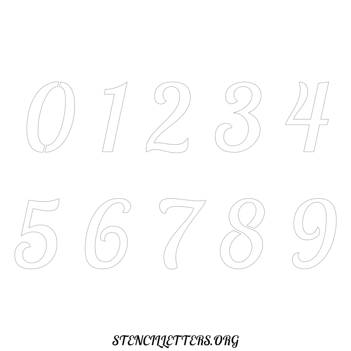 Free Printable Numbers Stencils Design Style 45 Italic