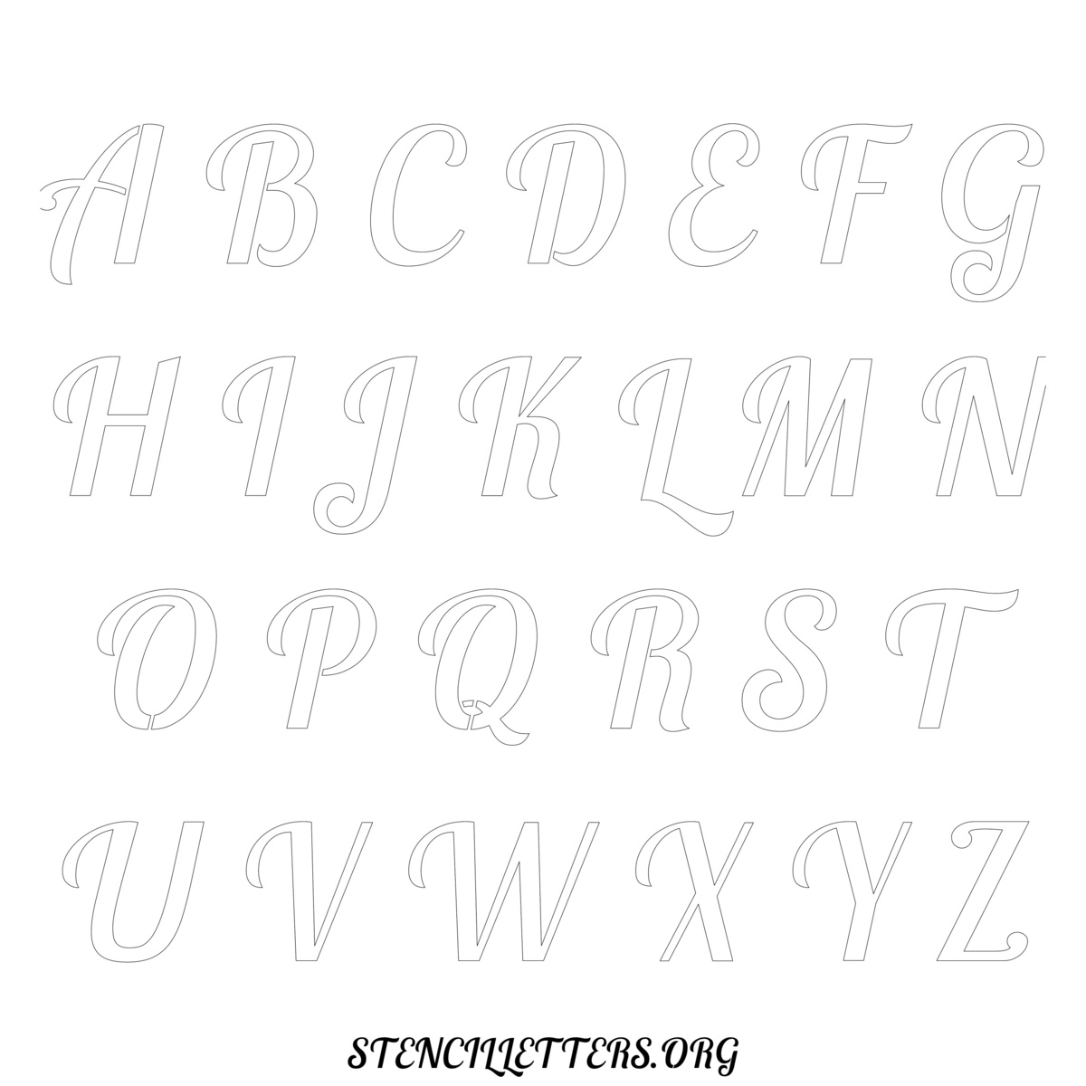 Free Printable Uppercase Letter Stencils Design Style 45 Italic ...