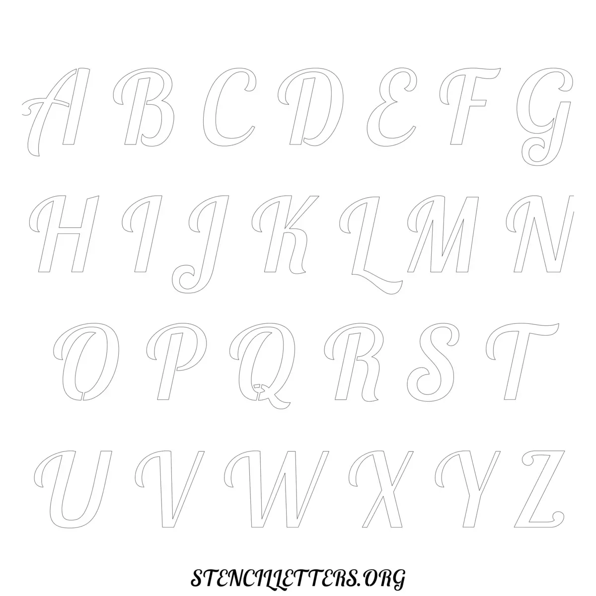 Free Printable Uppercase Letter Stencils Design Style 45 Italic