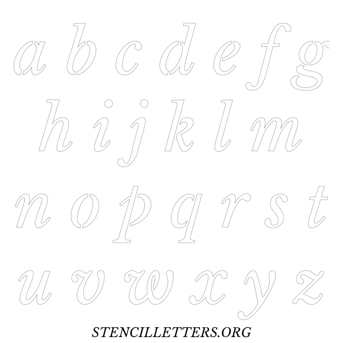 Free Printable Lowercase Letter Stencils Design Style 48 Italic