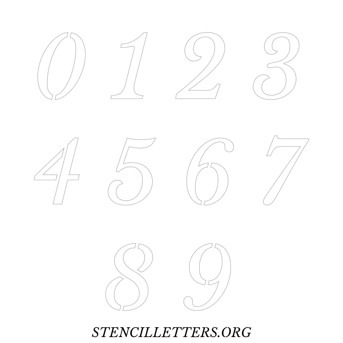 Free Printable Numbers Stencils Design Style 48 Italic