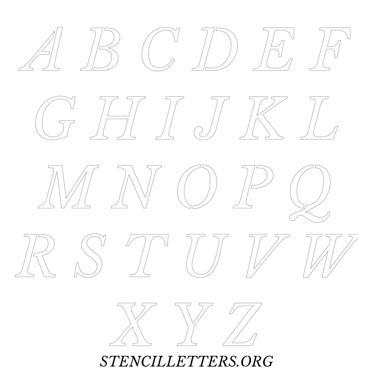 Free Printable Uppercase Letter Stencils Design Style 48 Italic
