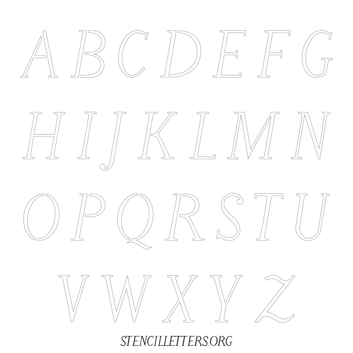 Free Printable Uppercase Letter Stencils Design Style 49 Italic