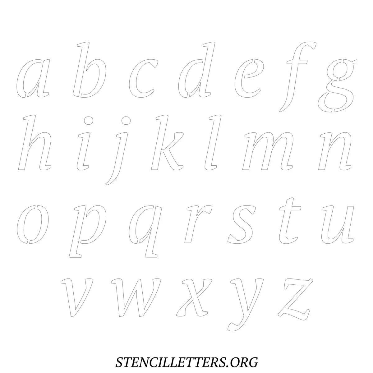 Free Printable Lowercase Letter Stencils Design Style 50 Italic