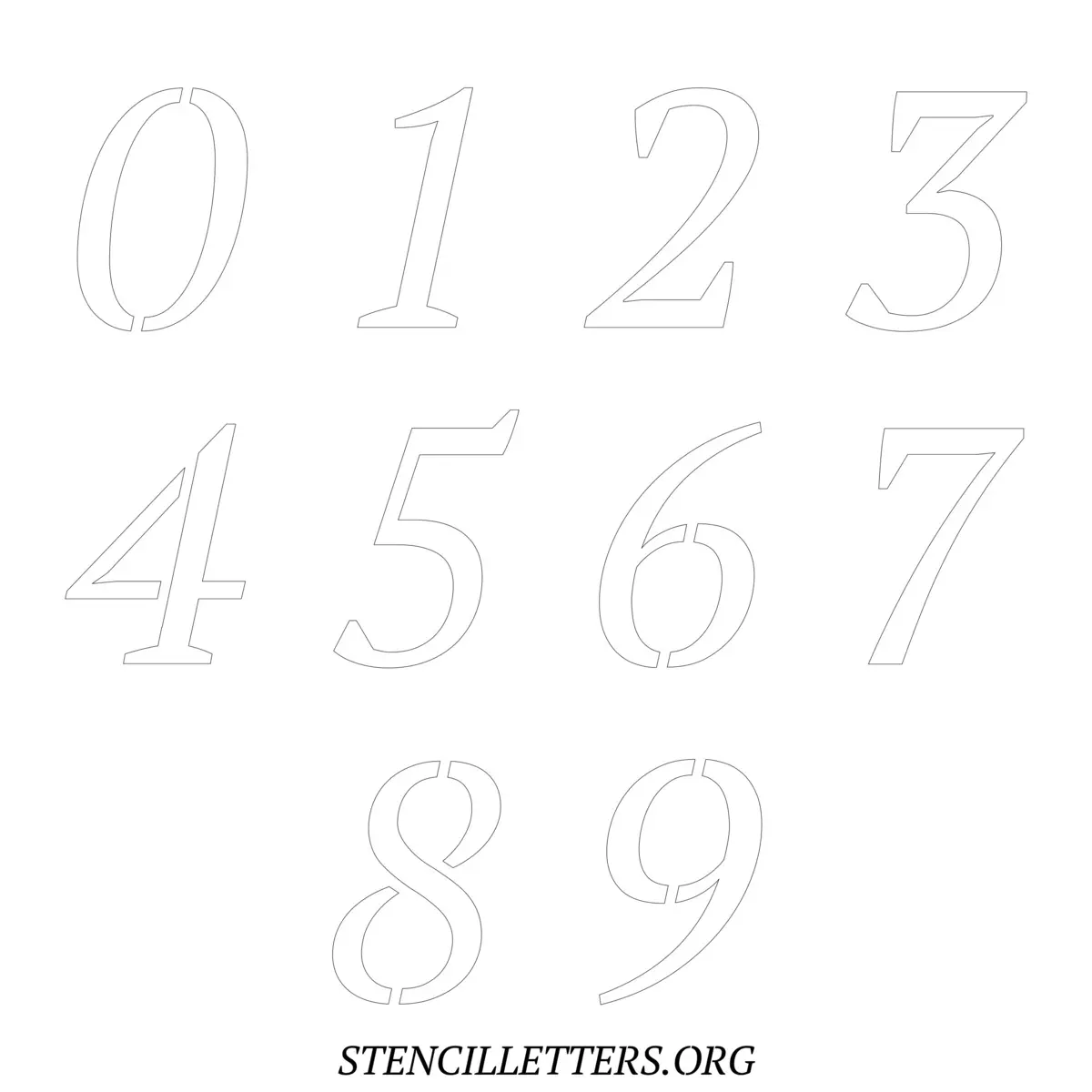 Free Printable Numbers Stencils Design Style 50 Italic