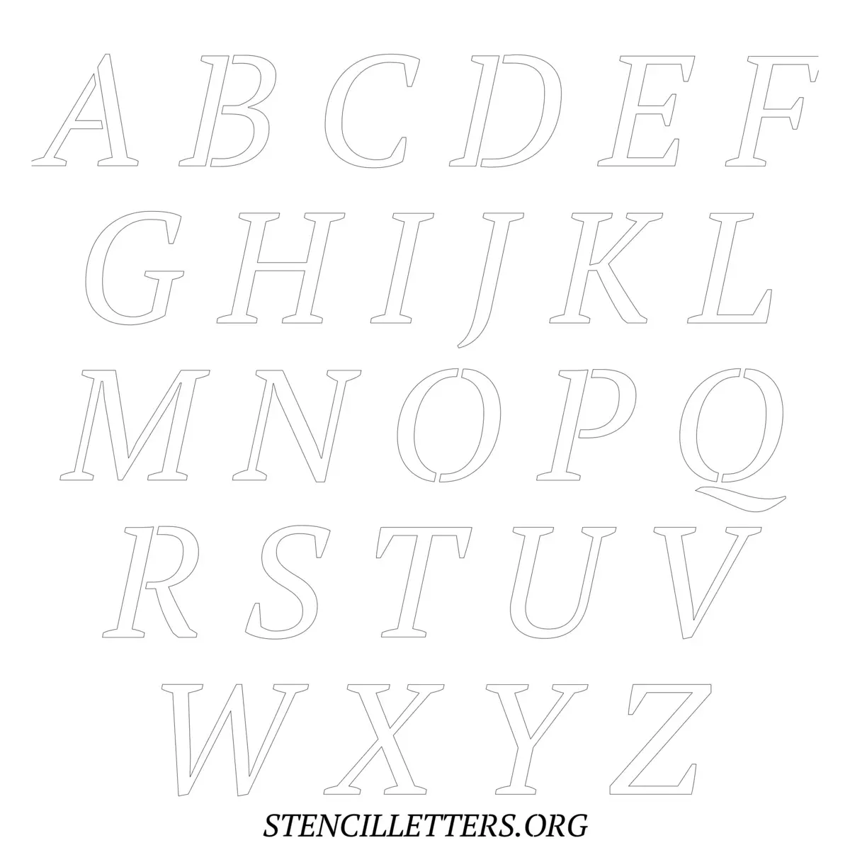 Free Printable Uppercase Letter Stencils Design Style 50 Italic