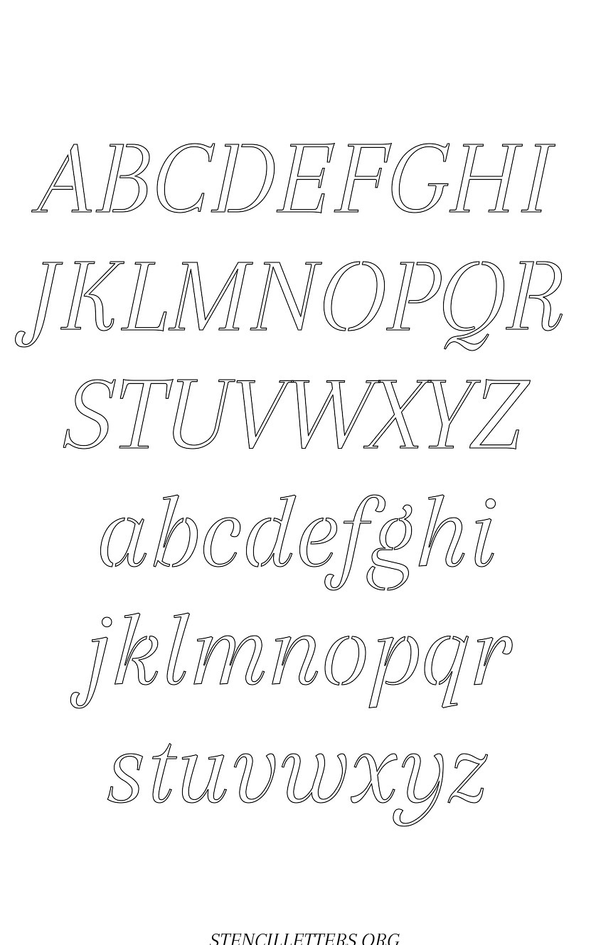 Classic Italic Free Printable Letter Stencils with Outline Cutout ...