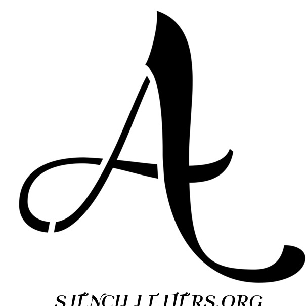 Deco Style Italic Free Printable Letter Stencils with Outline Cutout ...