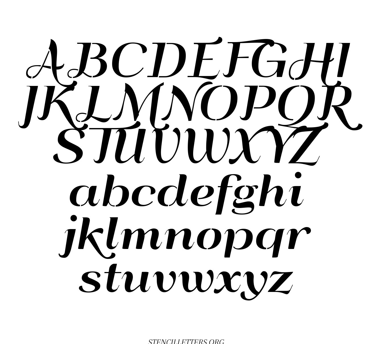Deco Style Italic Free Printable Letter Stencils With Outline Cutout