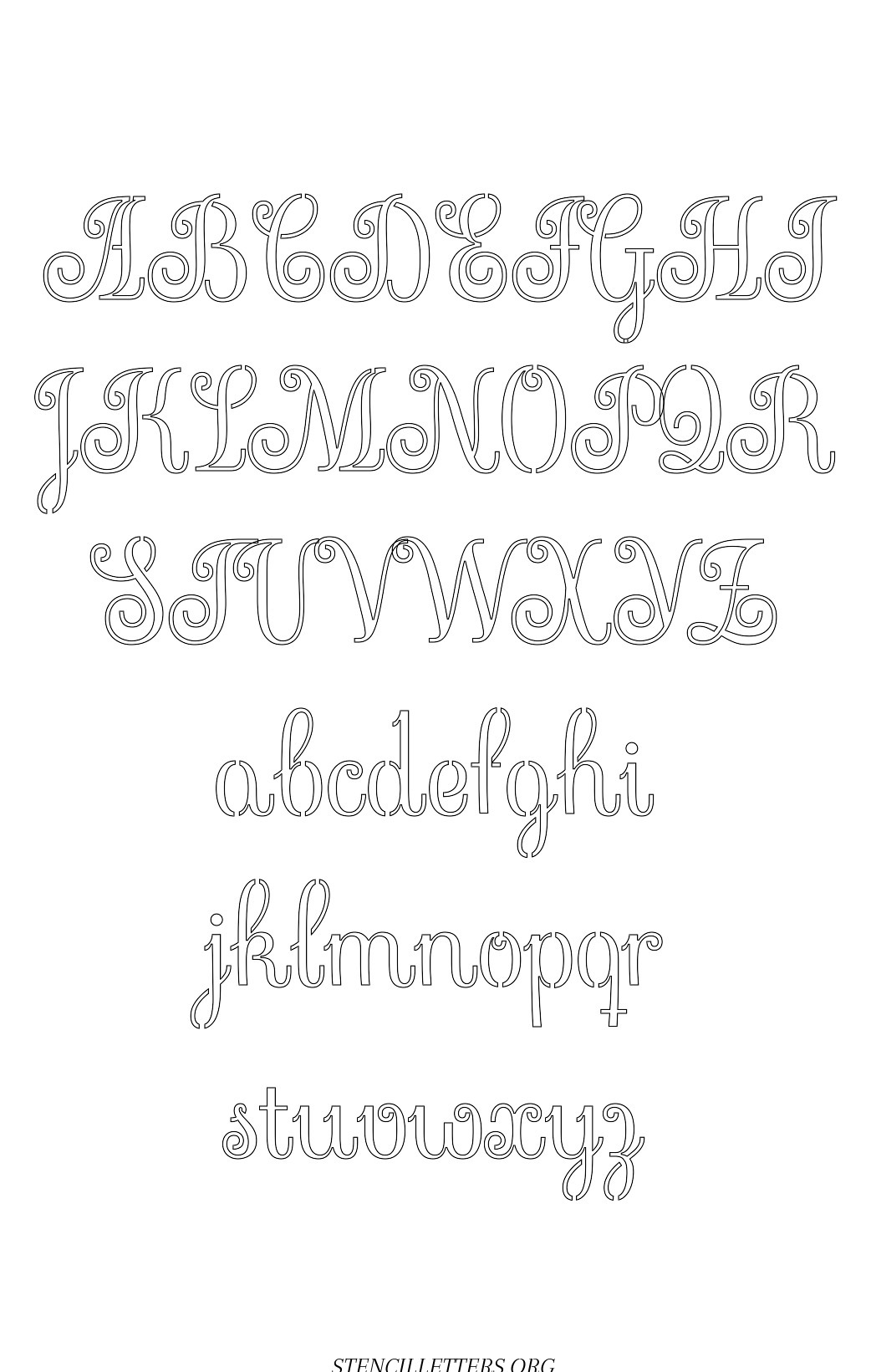 Exquisite Fine Cursive Free Printable Letter Stencils with Outline ...