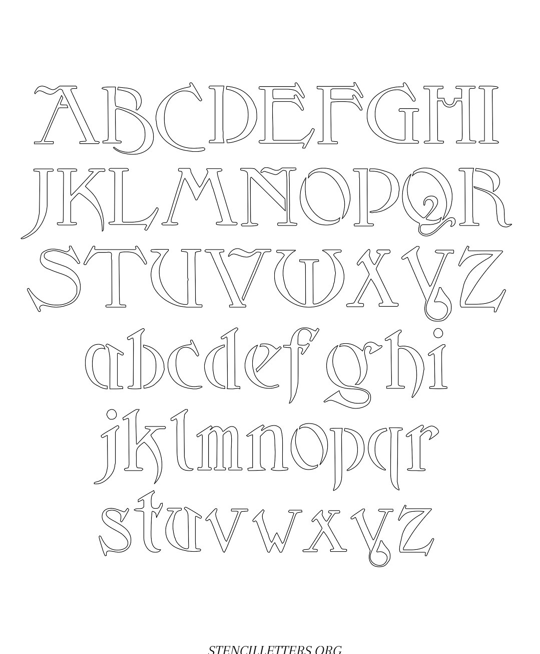 Fantasy Art Nouveau Free Printable Letter Stencils with Outline Cutout ...