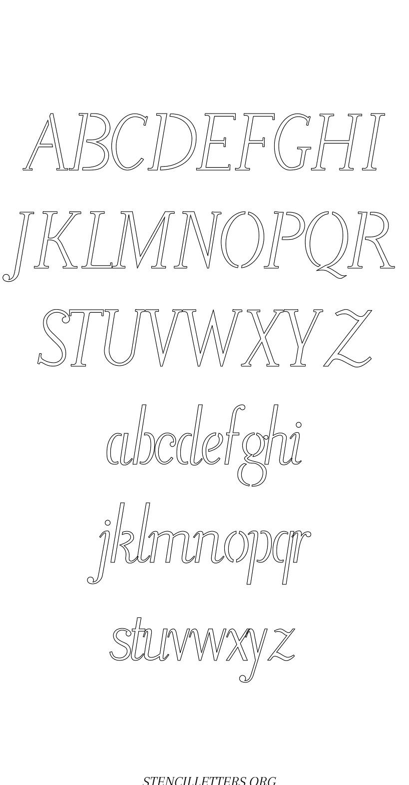 Fountain Pen Calligraphy Free Printable Letter Stencils with Outline ...