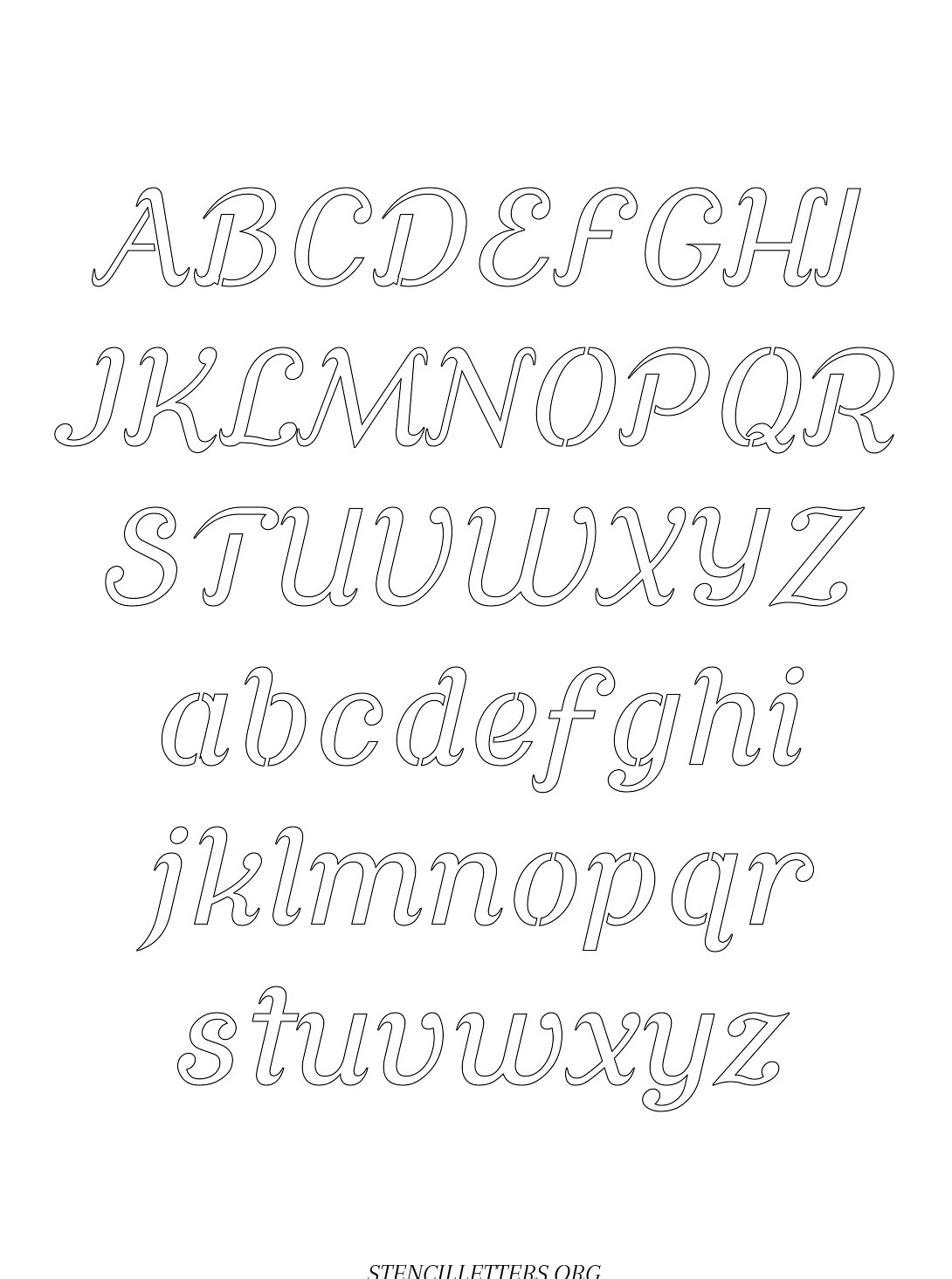 Cursive Alphabet Stencils
