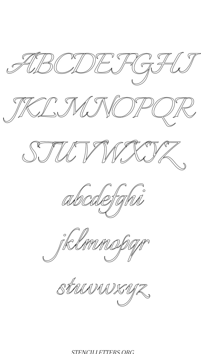 Joined Calligraphy Free Printable Letter Stencils with Outline Cutout ...