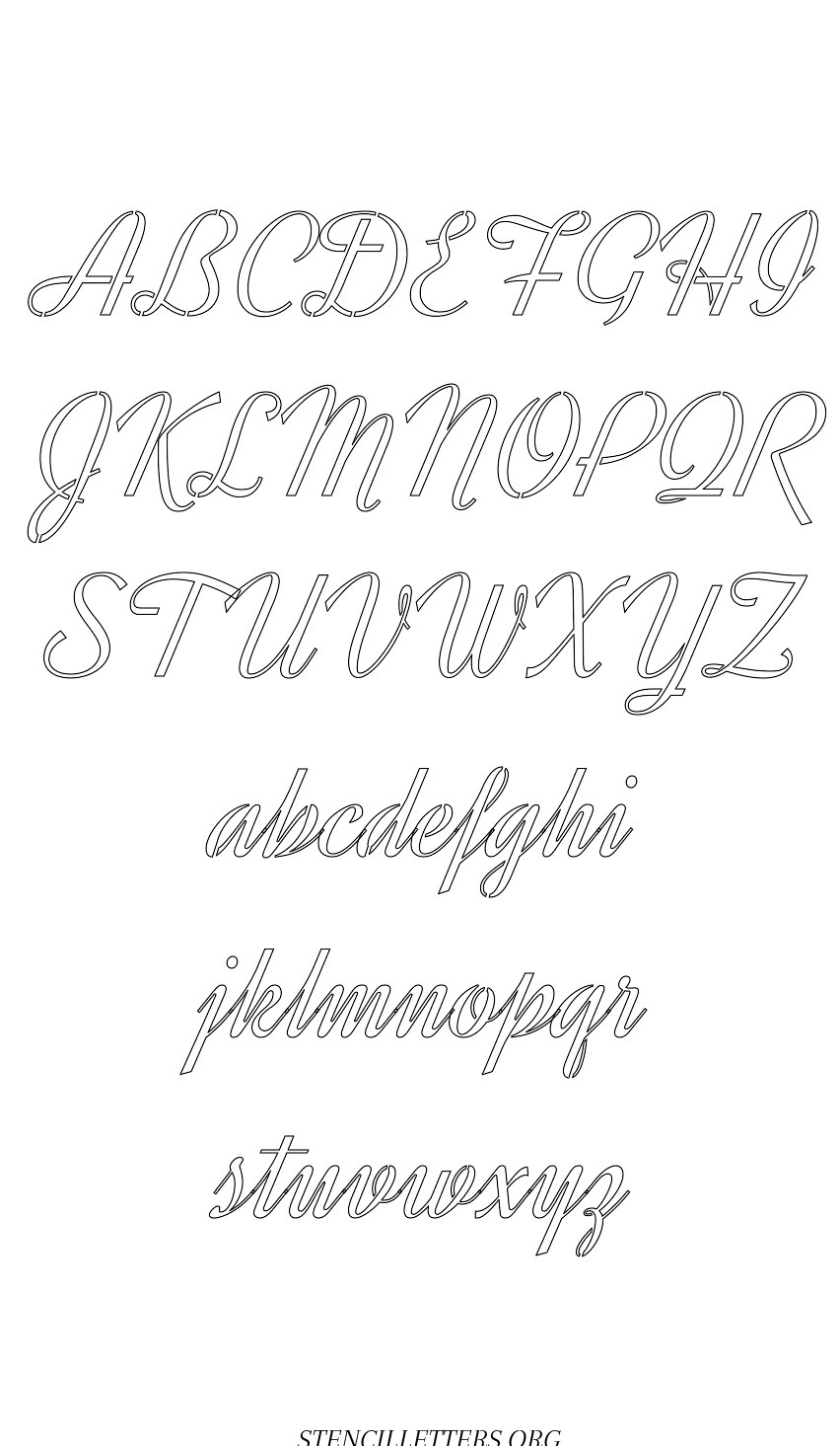 Retro Vintage Cursive Free Printable Letter Stencils with Outline ...