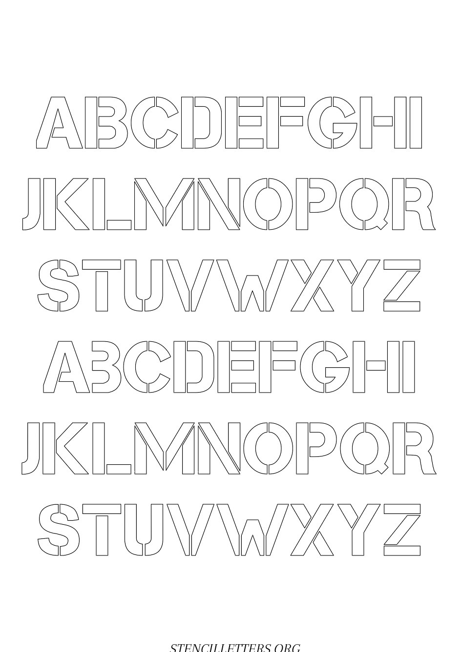 Simple Basic Caps Free Printable Letter Stencils with Outline Cutout ...
