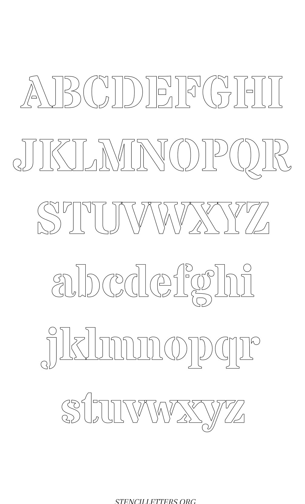 Simple Serif Free Printable Letter Stencils with Outline Cutout Letters ...