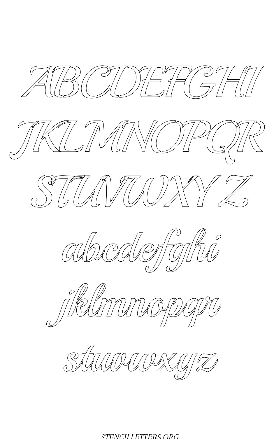 Typewriter Calligraphy Free Printable Letter Stencils with Outline ...